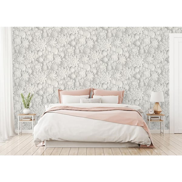 Fine Decor Dacre White Floral White Wallpaper Sample