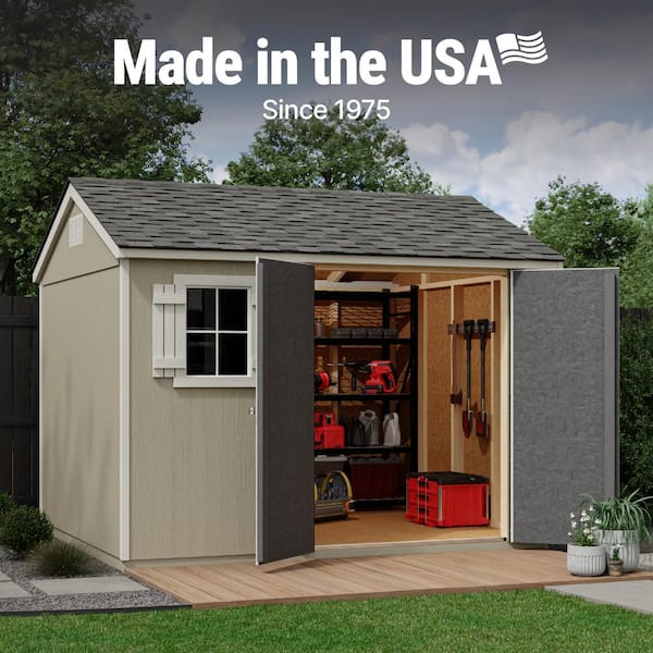 Do-It-Yourself Avondale 10 ft. W x 8 ft. D Wood Garden Shed Storage with Floor, Windows, and Double Doors (80 sq. ft.)