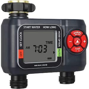 Sprinkler Timer 2 Zone, Water Hose Timer with Rain Delay/Manual Watering/Automatic Irrigation Timer,