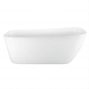Moray 66 in. x 28 in. Acrylic Flatbottom Freestanding Soaking Non-Whirlpool Bathtub in Glossy White