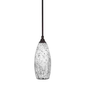 Sparta 100-Watt 1-Light Brown Shaded Pendant Light Mini Pendant with 5.5'' Black Fusion Glass Shade, No bulb included