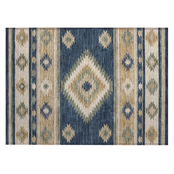 Chantille Machine Washable Indoor/Outdoor Abstract ACN3127 Navy 3 ft. x 4 ft. Area Rug