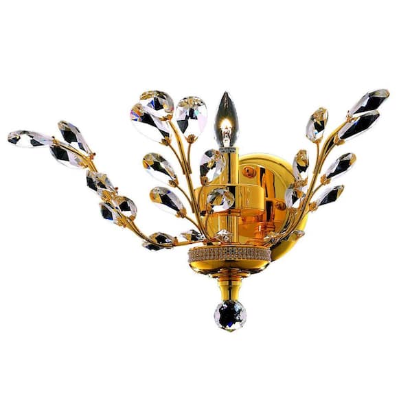 Elegant Lighting 1-Light Gold Wall Sconce with Clear Crystal