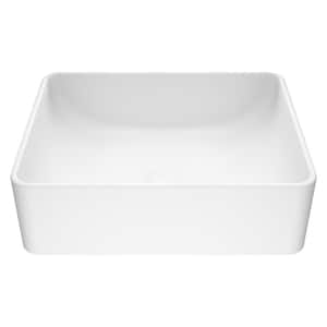 Amaryllis Modern White Matte Stone 20 in. L x 14 in. W x 7 in. H Rectangular Vessel Bathroom Sink