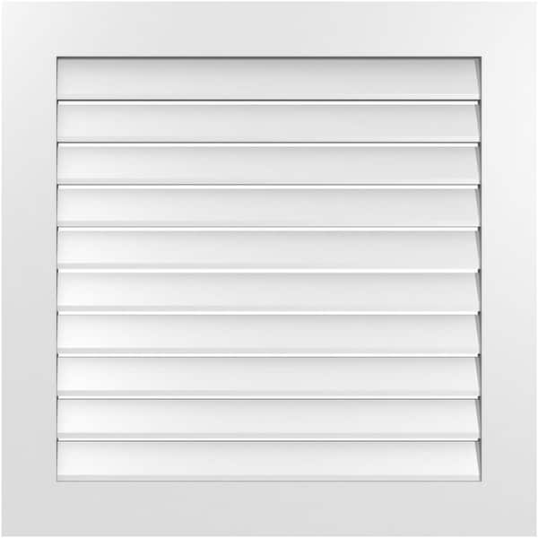 Ekena Millwork 34 in. x 34 in. Vertical Surface Mount PVC Gable Vent: Functional with Standard Frame