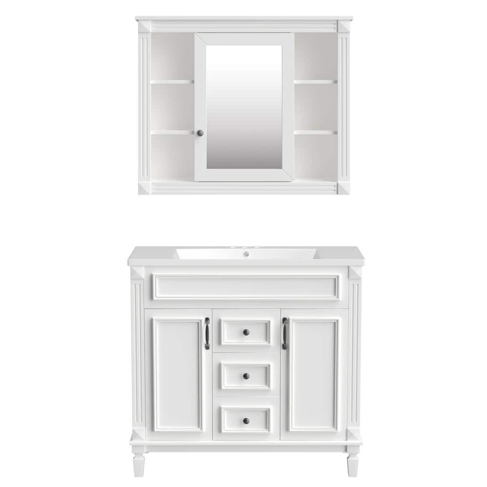 36 in. W x 18 in. D x 34 in. H Single Sink Freestanding Bath Vanity in Whit