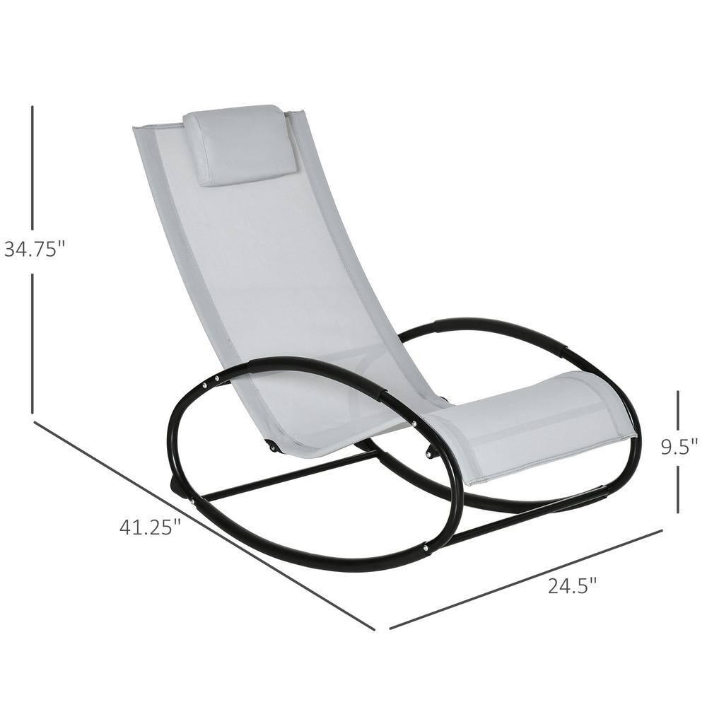 Gray Mesh Zero Gravity Rocking Lounger with Pillow