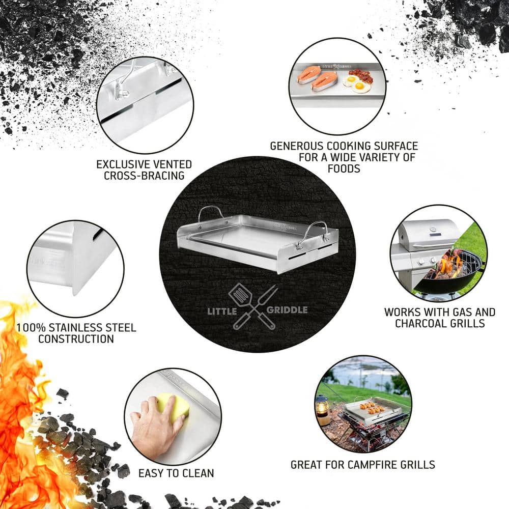 25" Stainless Steel Full-Size BBQ Griddle with Handles