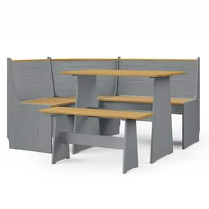 Chapman Solid 3-Piece Natural/Grey Wood Corner Dining Set