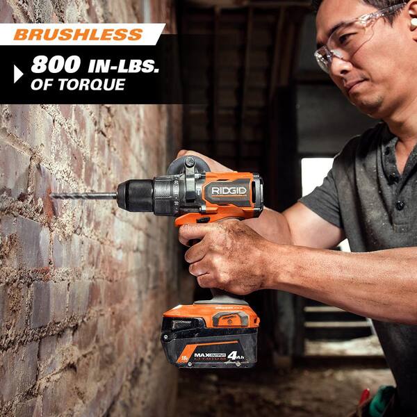 RIDGID 18V Brushless Cordless 4-Tool Combo Kit with (1) 4.0 Ah and