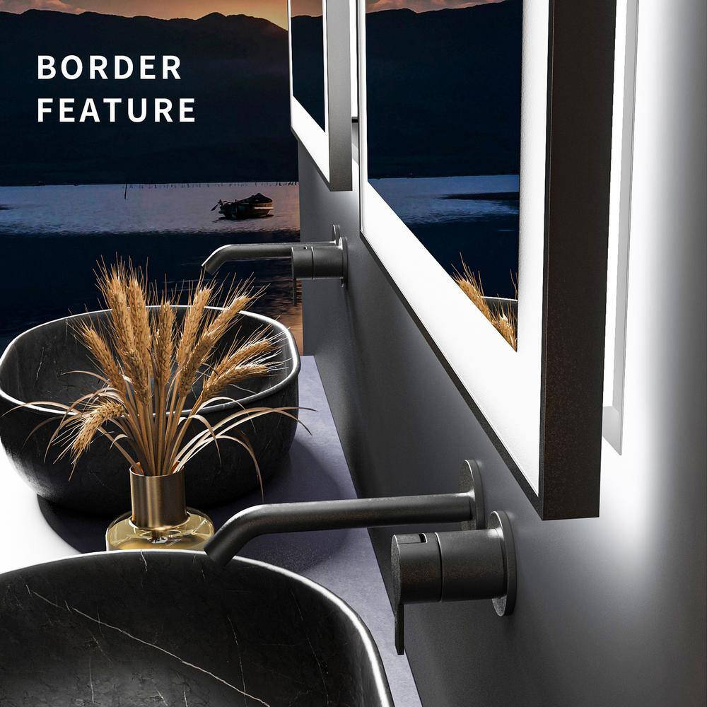 Oversized Matte Black Aluminum Frameless LED Vanity Mirror