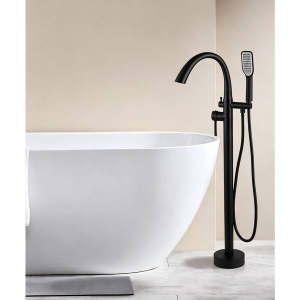 TopCraft Single-Handle Floor Mount Freestanding Tub Faucet with