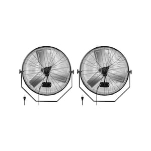 24 in. Black 3-Speed Round High Velocity Air Movement Mounted Wall Ceiling Fan (2-Pack)