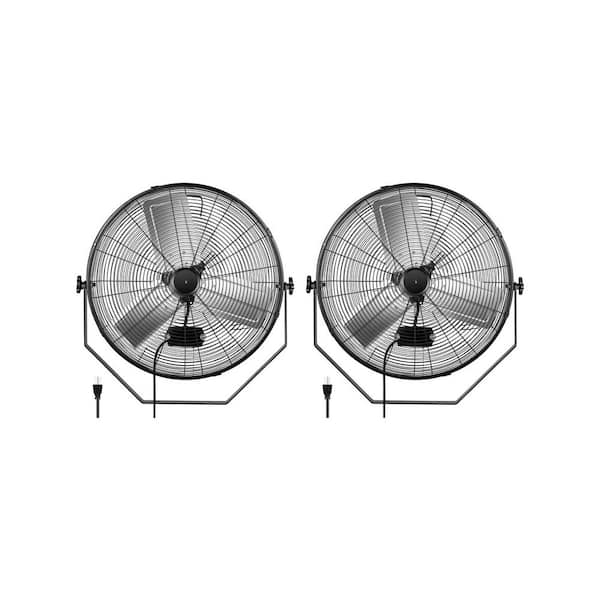 Tidoin 24 in. Black 3-Speed Round High Velocity Air Movement Mounted Wall Ceiling Fan (2-Pack)
