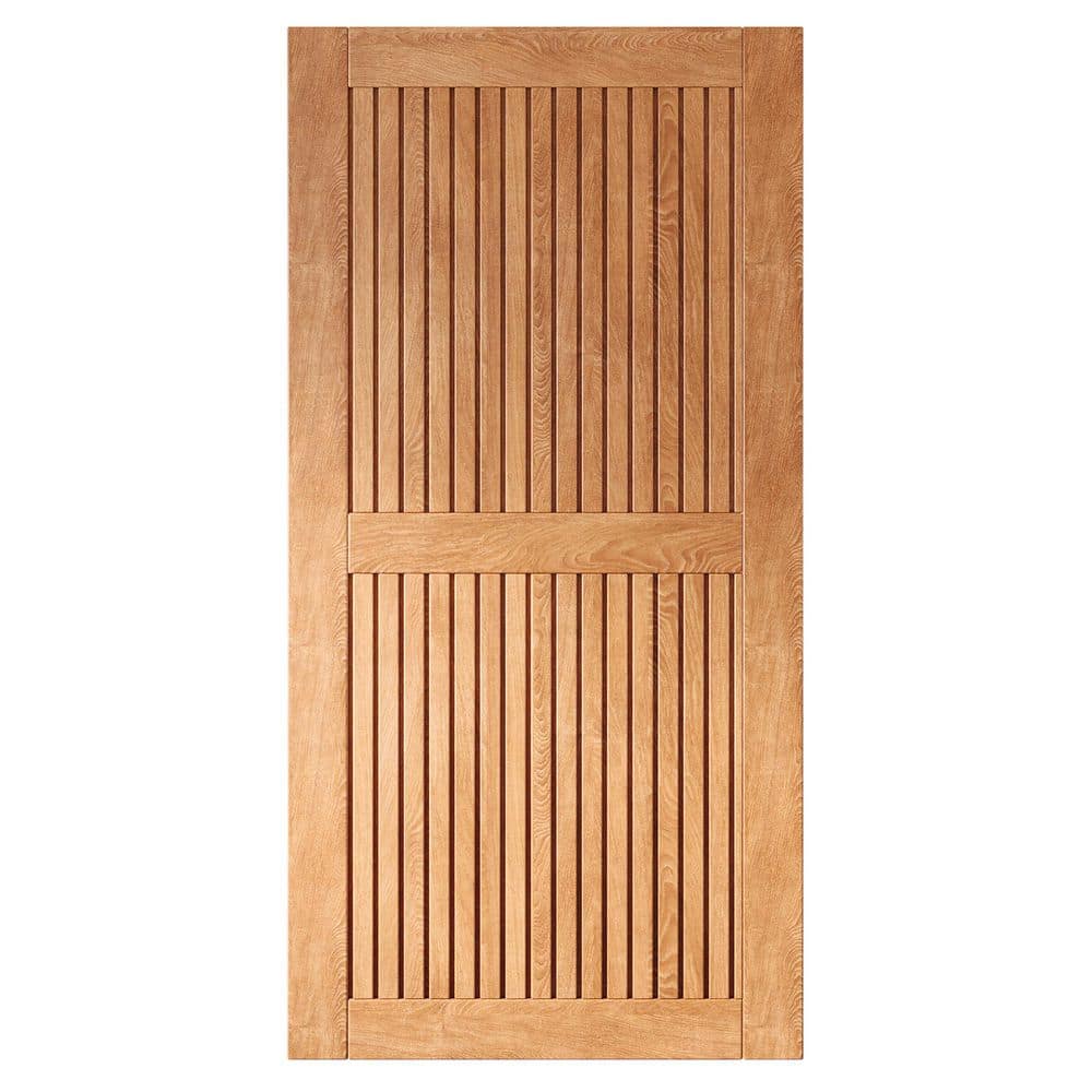ST 36 in. x 80 in. C-Panel Solid Core Early American Vertical Stripe Design Pine Wood Interior Sliding Barn Door Slab price history on PriceWatchPro