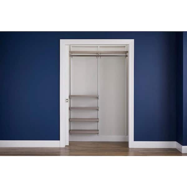 Everbilt Genevieve 4 ft. Gray Adjustable Closet Organizer with Short and Long Hanging Rods and 4 Shelves