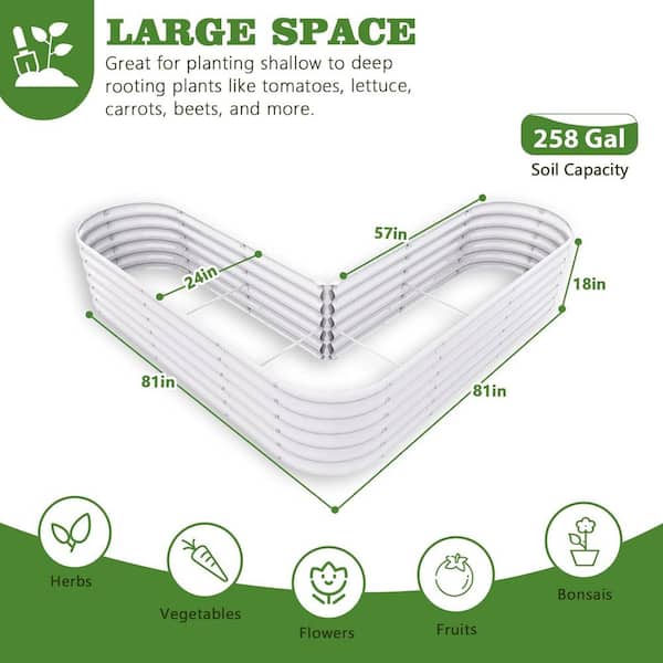 White 81 in. x 81 in. x 18 in. Heart-Shaped Galvanized