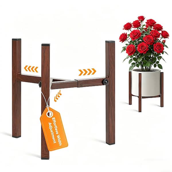Modern 1-Pack Metal Plant Stand – Heavy Duty Adjustable Base for 8 to 12 Inch Pots (Brown)