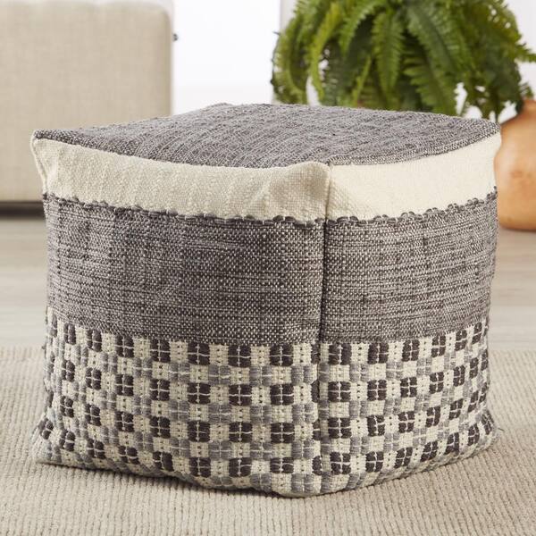 HOMCOM 16 Cube Modern Linen Fabric Pouf Footrest Ottoman - Dark Blue