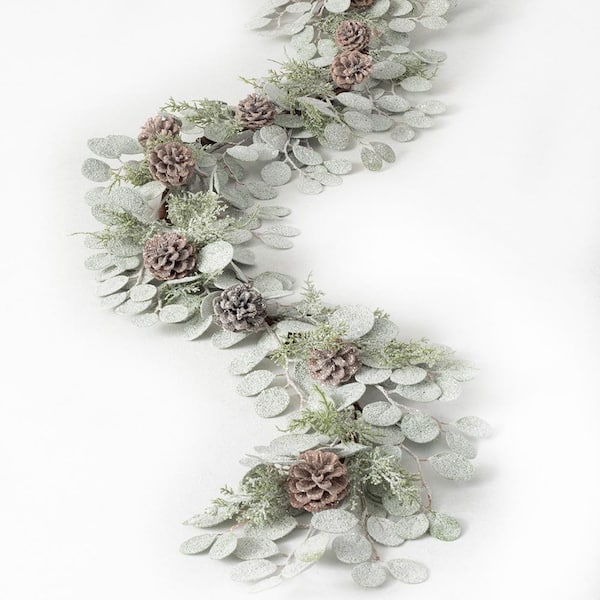 SULLIVANS 5.25 ft. Green Eucalyptus and Pine Cone Unlit Artificial Christmas Garland