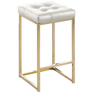 Jersey 27 in. H White Metal Counter Height Stool in Gold (Set of 2)