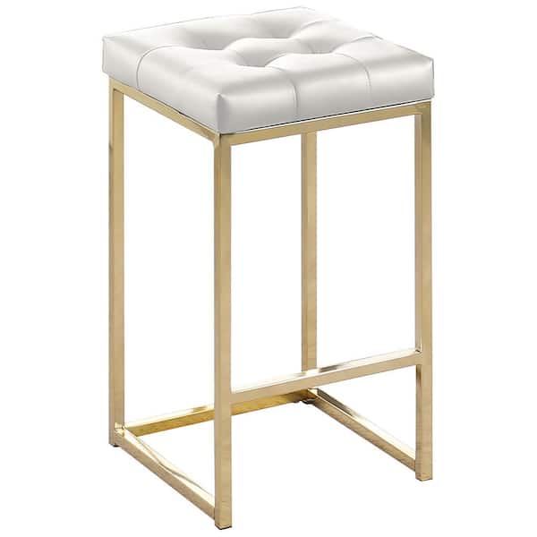 Best Master Furniture Jersey 27 in. H White Metal Counter Height Stool in Gold (Set of 2)