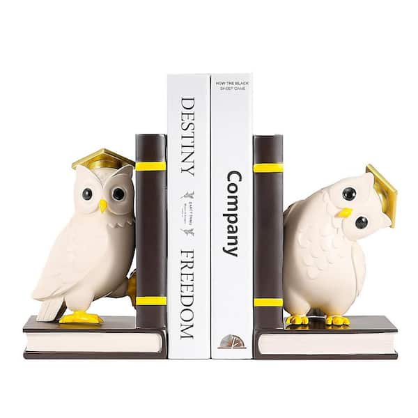 Unbranded 6.7"D x 3.9"W x 5.1"H Hug Owl Resin Bookends,Decorative Shelf Book Holders for Home/Office