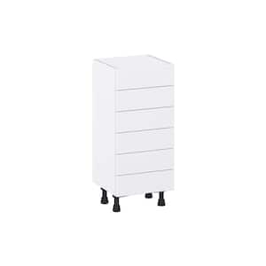 Mancos Bright White Shaker Assembled Shallow Base Cabinet with 6 Drawer (15 in. W x 34.5 in. H x 14 in. D)