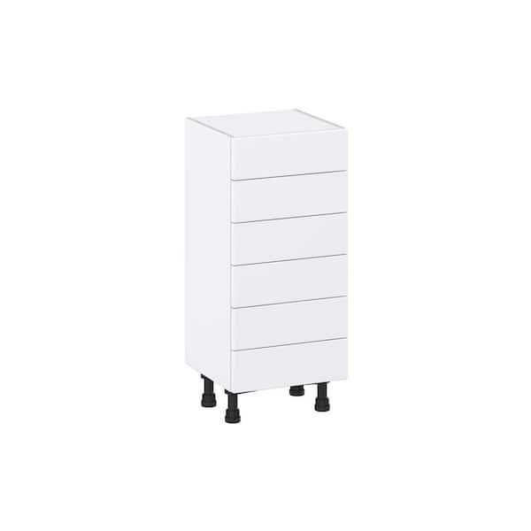 J COLLECTION Milton 15 in. W x 14 in. D x 34.5 in. H Assembled Shaker Drawer Base Kitchen Cabinet in Bright White with 6 Drawers