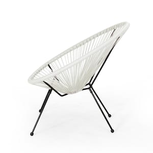 Ansor Black Metal Outdoor Lounge Chair in White (2-Pack)