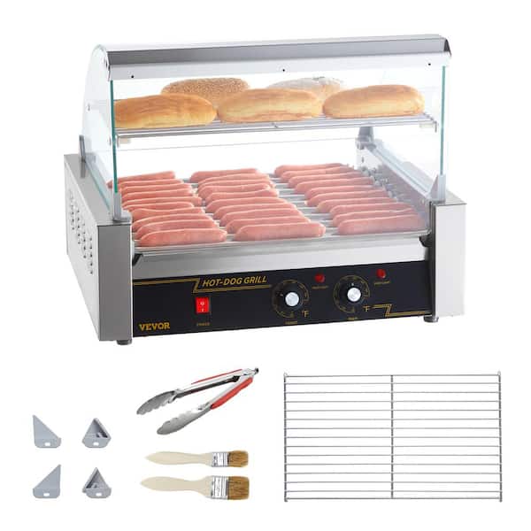 VEVOR Hot Dog Roller 11 Rollers 30 Hot Dogs Capacity Stainless Sausage Grill Cooker Machine, ETL Certified
