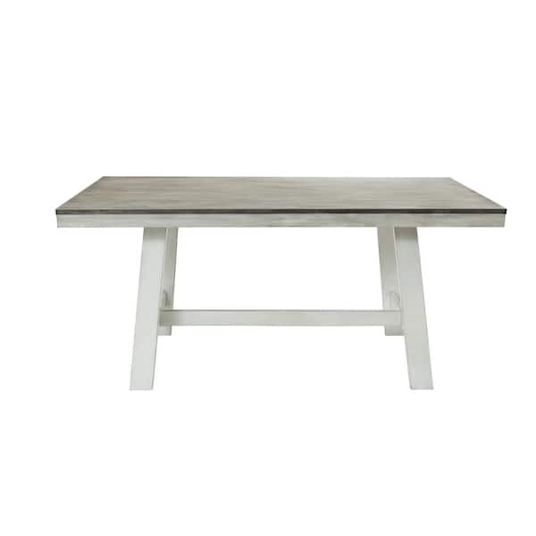 LuxenHome Off White Wood 64.57 in. 4-Legs Dining Table (Seats-4)