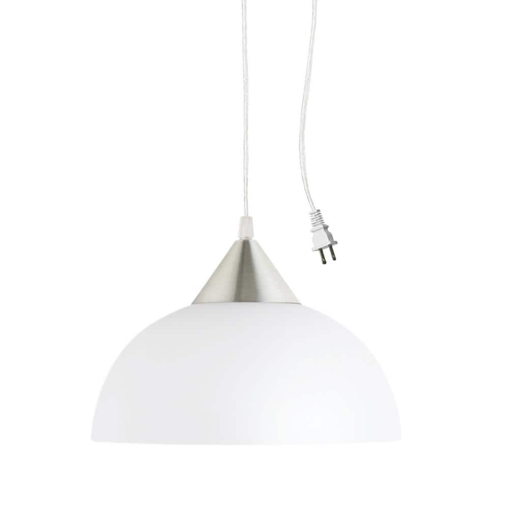 Globe Electric Amris 1-Light 11 in. Plug-In White Hanging Pendant