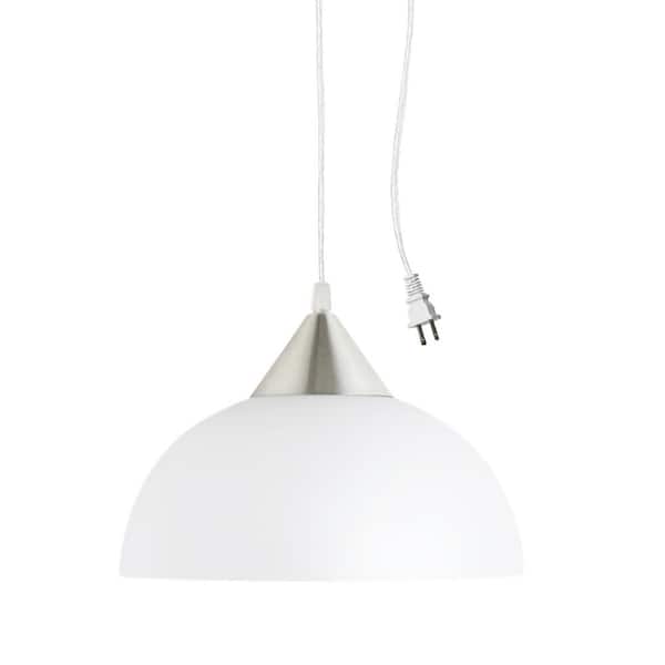 Globe Electric Amris 1-Light 11 in. Plug-In White Hanging Pendant