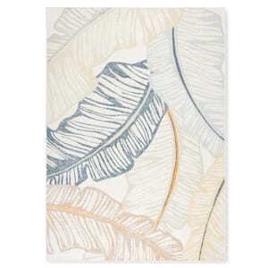 Cay Palm Fronds Ivory 8 ft. x 10 ft. Indoor Outdoor Area Rug