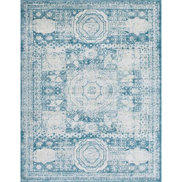 Unique Loom Bromley Wells Turquoise 8' 0 x 10' 0 Area Rug