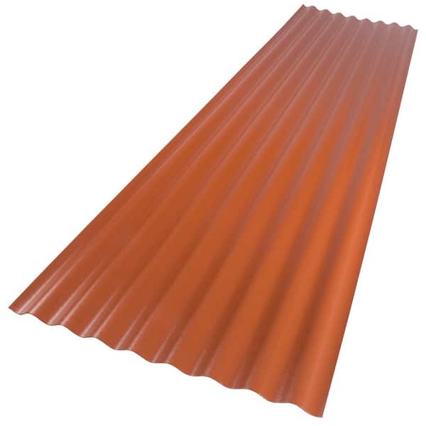 Suntop 26 in. x 8 ft. Corrugated Foam Polycarbonate Roof Panel in Sedona Brick