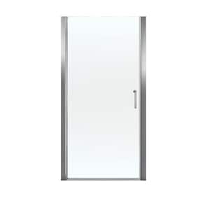 32 in. W x 72 in. H Pivot Swing Semi-Frameless Shower Door in Chrome with Tempered Clear Glass