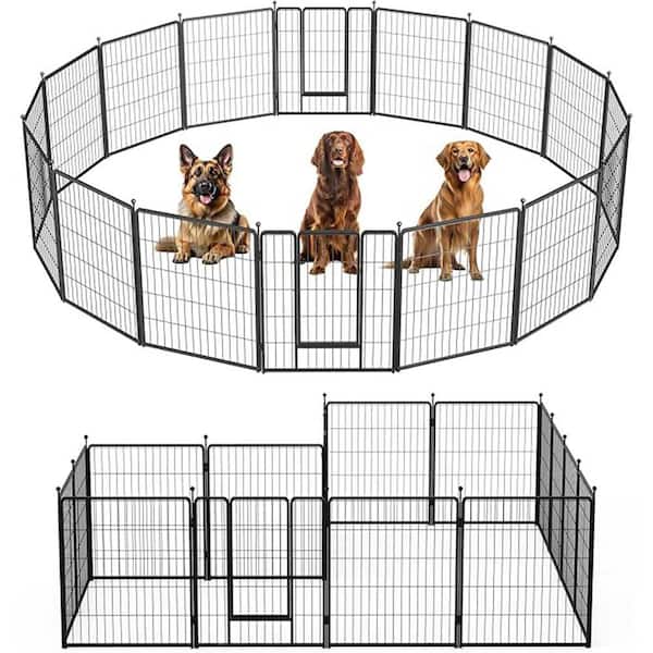 .N/A 32 in. Metal Garden Fence Dog Playpen, 16 Panels for Indoor and Outdoor Use