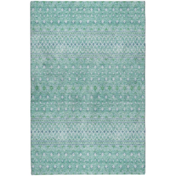 Dream Shag Premium Machine Washable Abstract ADS709 Aqua 5 ft. x 7 ft. 6 in. Area Rug
