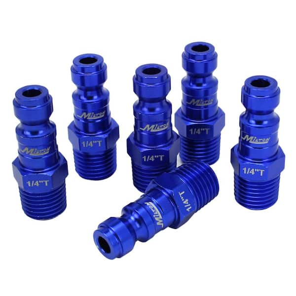 1/4 in NPT Coupler Plug Kit Fitting Pneumatic T-Style Blue Air Tool 14-Piece 
