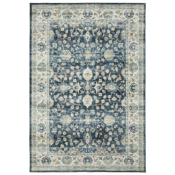 8 ft. x 11 ft. Red, Blue Oriental Washable Area Rug