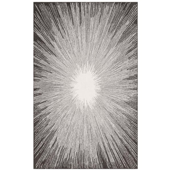 SAFAVIEH Abstract Ivory/Charcoal Doormat 3 ft. x 5 ft. Eclectic Star Area Rug
