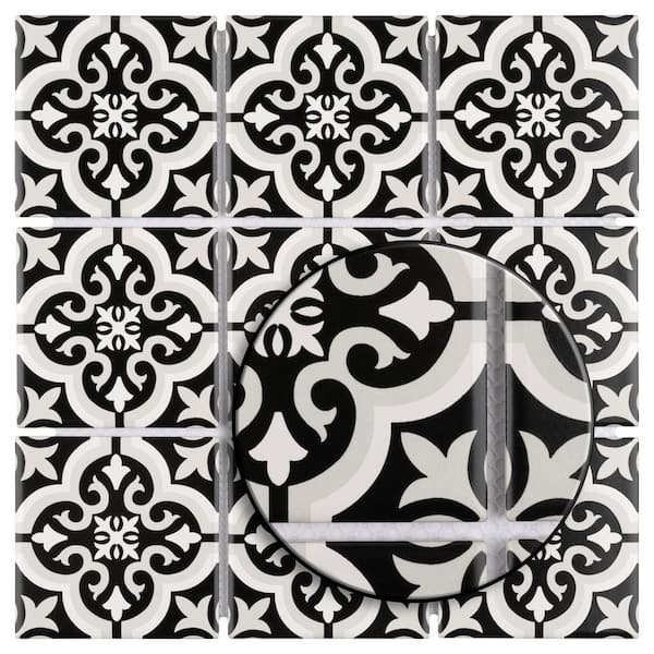 Merola Tile Affinity Braga Smoke Encaustic 11-3/4 in. x 11-3/4 in