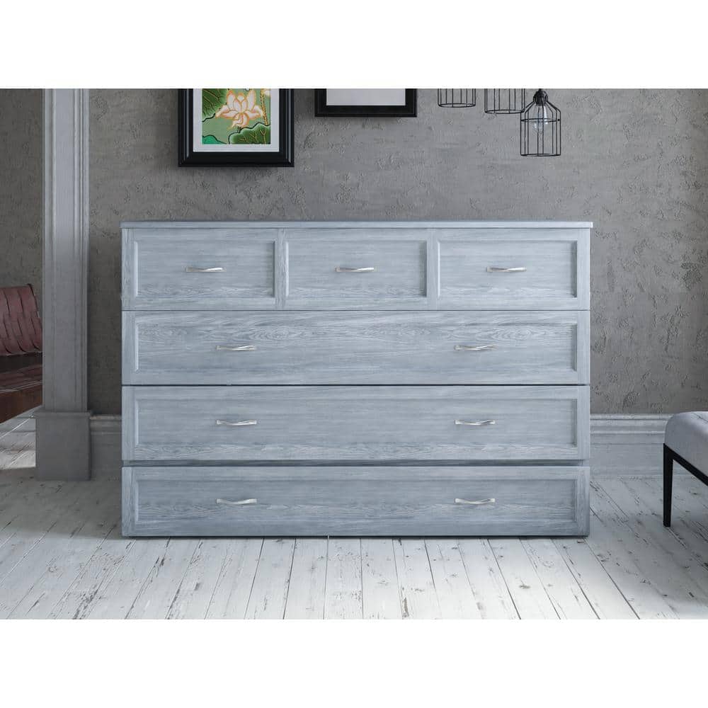 Driftwood Queen Murphy Bed Chest with Storage Drawer