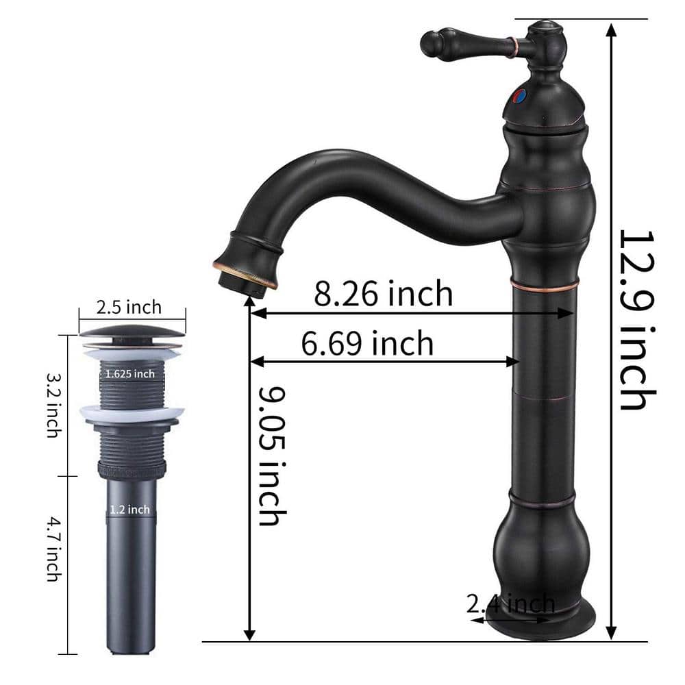 Oil Rubbed Bronze Single Handle Vessel Bathroom Faucet