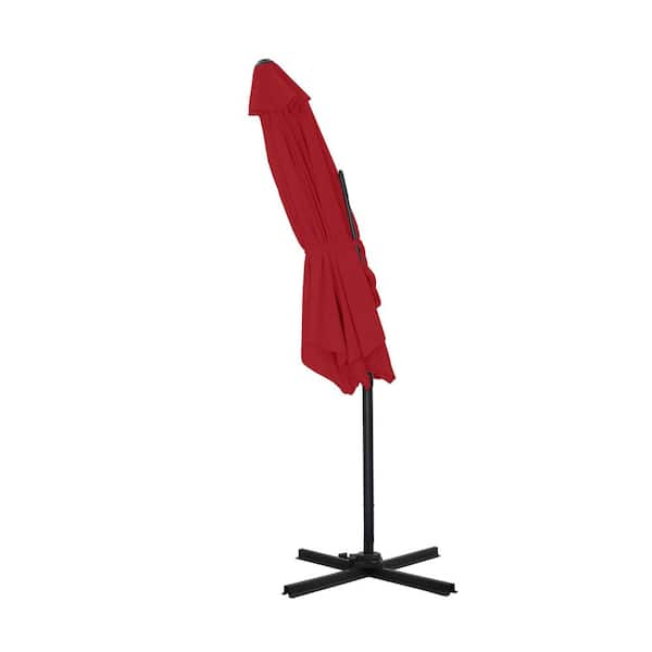 Mondawe 10 ft. Steel Hexagon Offset Patio Umbrella in Red