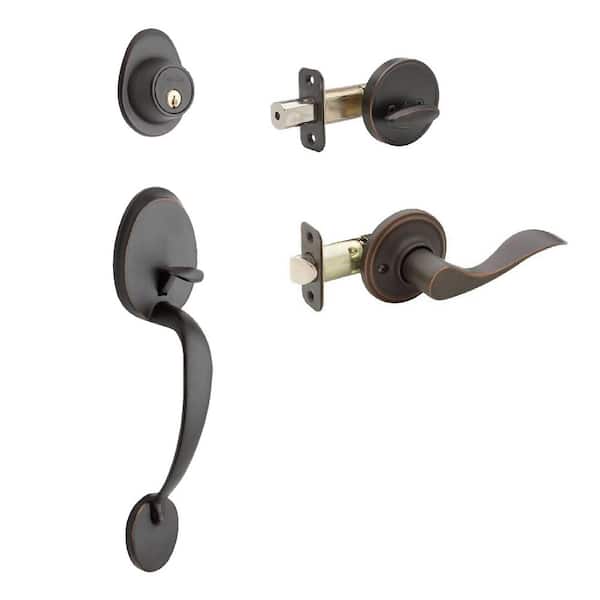 Colonial Tuscan Bronze Door Handleset and Waverlie Handle Trim