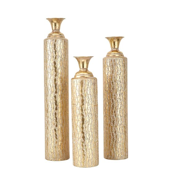 Contemporary Vase  Asymmetrical Crystal Vase with Brass Accents - Tall