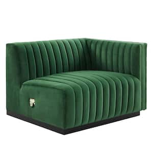 Conjure Emerald Channel Tufted Performance Velvet Right-Arm Chair